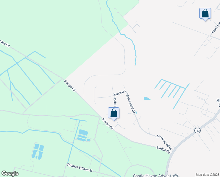 map of restaurants, bars, coffee shops, grocery stores, and more near 2716 Dirck Road in Castle Hayne