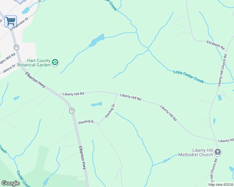 map of restaurants, bars, coffee shops, grocery stores, and more near 1055 Liberty Hill Road in Hartwell