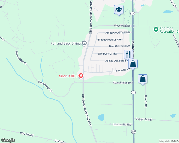 map of restaurants, bars, coffee shops, grocery stores, and more near 180 Hennon Drive Northwest in Rome