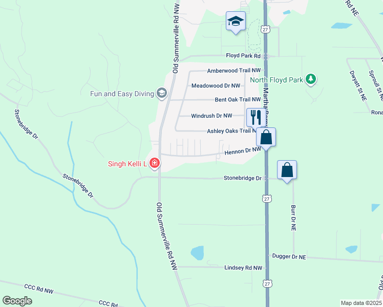 map of restaurants, bars, coffee shops, grocery stores, and more near 200 Hennon Drive Northwest in Rome