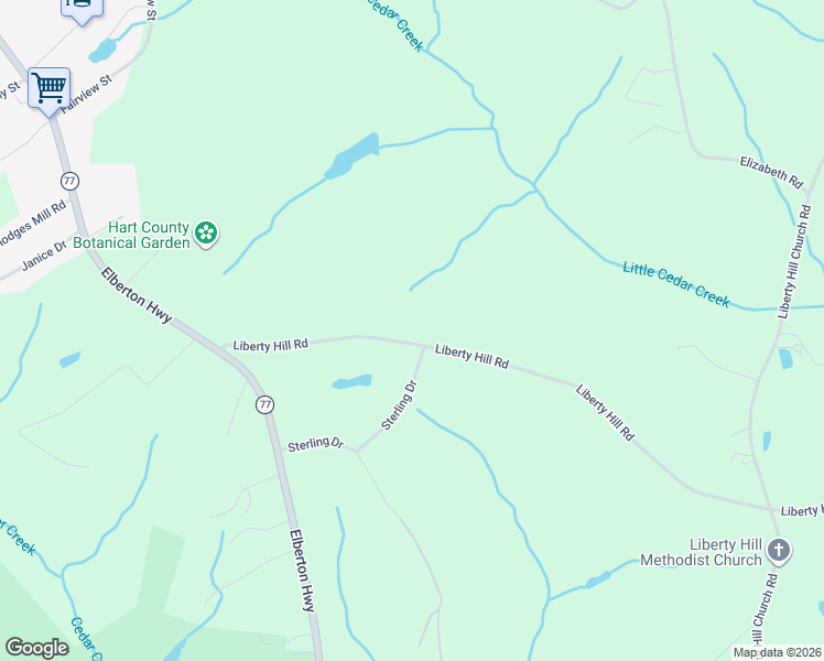 map of restaurants, bars, coffee shops, grocery stores, and more near 1055 Liberty Hill Road in Hartwell