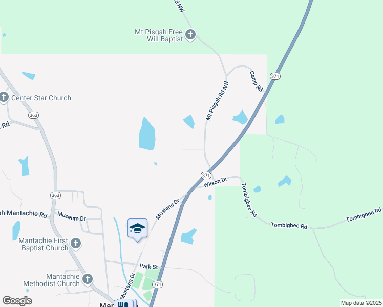 map of restaurants, bars, coffee shops, grocery stores, and more near 148 Gregory Drive in Mantachie