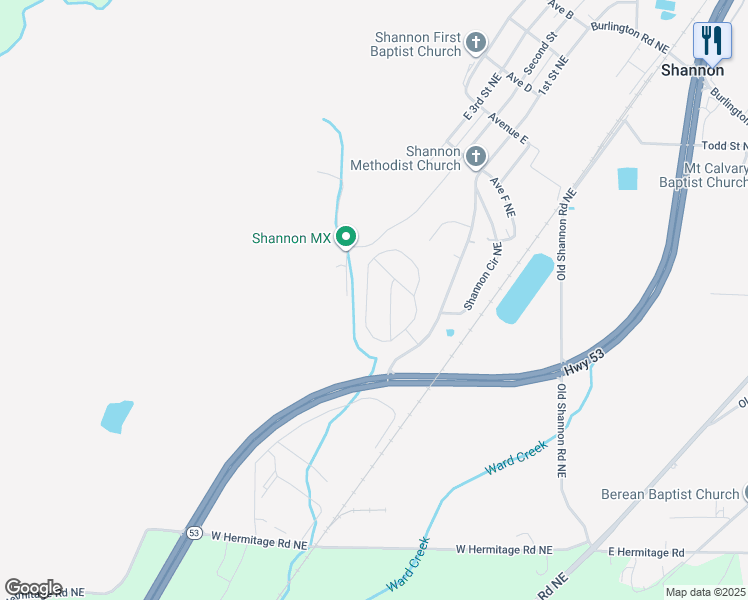 map of restaurants, bars, coffee shops, grocery stores, and more near 65 Round Rock Circle Northeast in Rome