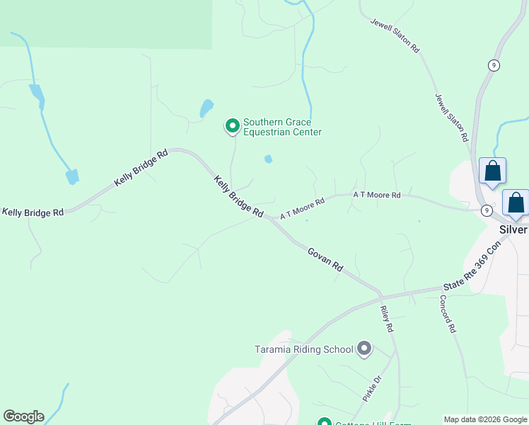 map of restaurants, bars, coffee shops, grocery stores, and more near Kelly Bridge Road in Dawson County