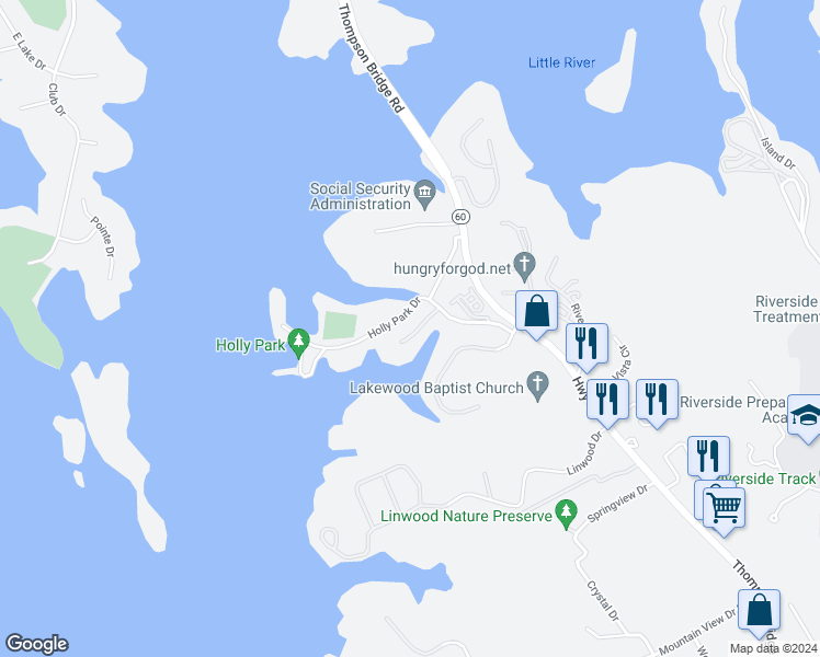 map of restaurants, bars, coffee shops, grocery stores, and more near 2497 Hidden Cove Court in Gainesville