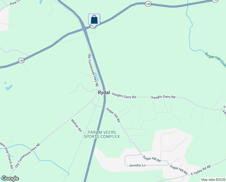 map of restaurants, bars, coffee shops, grocery stores, and more near 5 Vaughn Dairy Road in Rydal