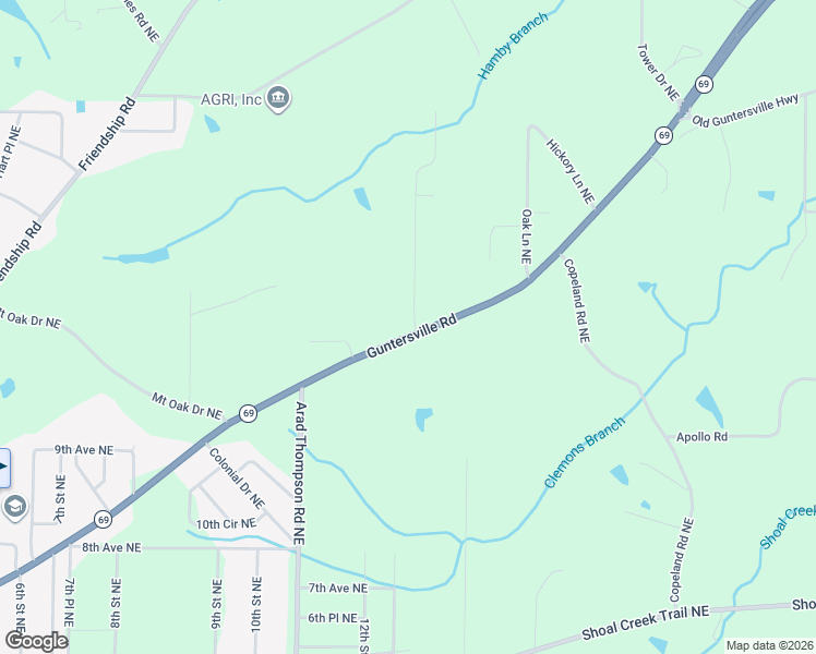 map of restaurants, bars, coffee shops, grocery stores, and more near 1225 Guntersville Road in Arab