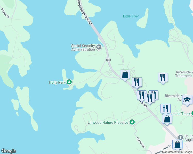 map of restaurants, bars, coffee shops, grocery stores, and more near 2497 Hidden Cove Court in Gainesville