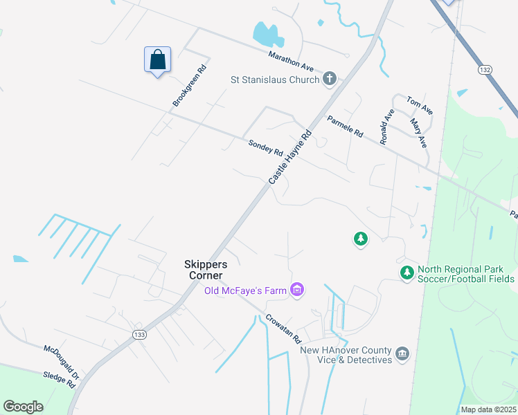 map of restaurants, bars, coffee shops, grocery stores, and more near 4632 Castle Hayne Road in Castle Hayne