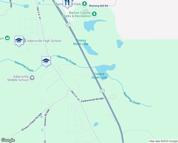 map of restaurants, bars, coffee shops, grocery stores, and more near 4959 Joe Frank Harris Parkway Northwest in Adairsville