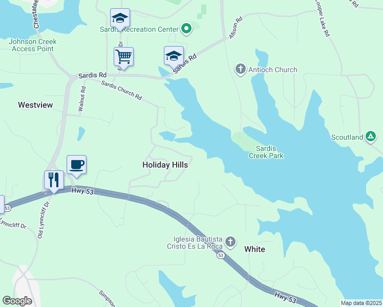 map of restaurants, bars, coffee shops, grocery stores, and more near 2564 Vaughandale Circle in Gainesville