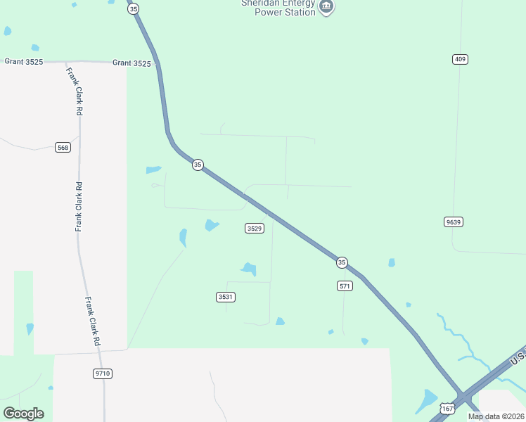 map of restaurants, bars, coffee shops, grocery stores, and more near 3863 Arkansas 35 in Sheridan