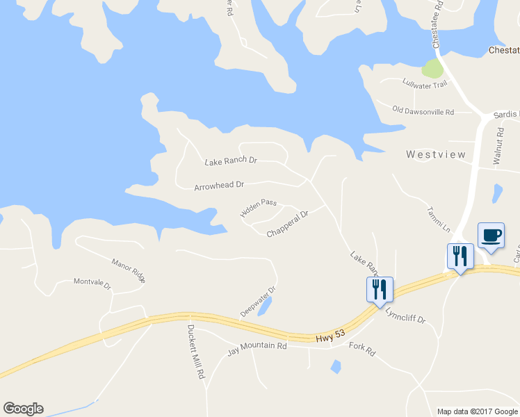 map of restaurants, bars, coffee shops, grocery stores, and more near 3133 Hidden Pass in Gainesville