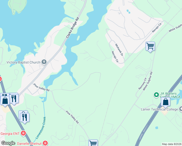 map of restaurants, bars, coffee shops, grocery stores, and more near 1291 Russell Road in Gainesville