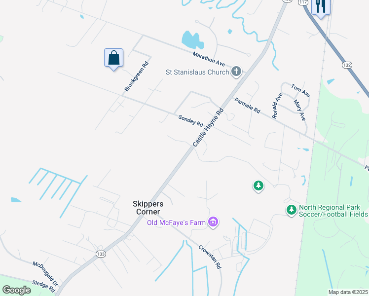 map of restaurants, bars, coffee shops, grocery stores, and more near 4711 Castle Hayne Road in Castle Hayne