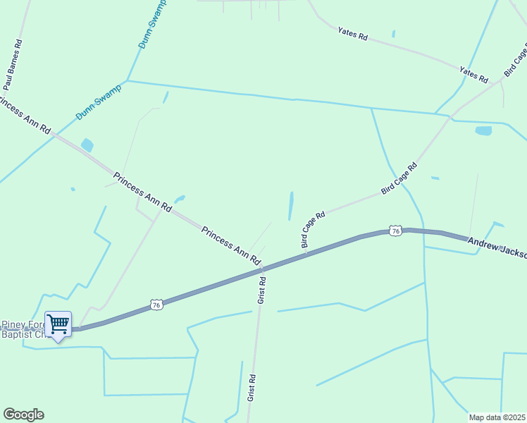 map of restaurants, bars, coffee shops, grocery stores, and more near 162 Princess Ann Road in Chadbourn