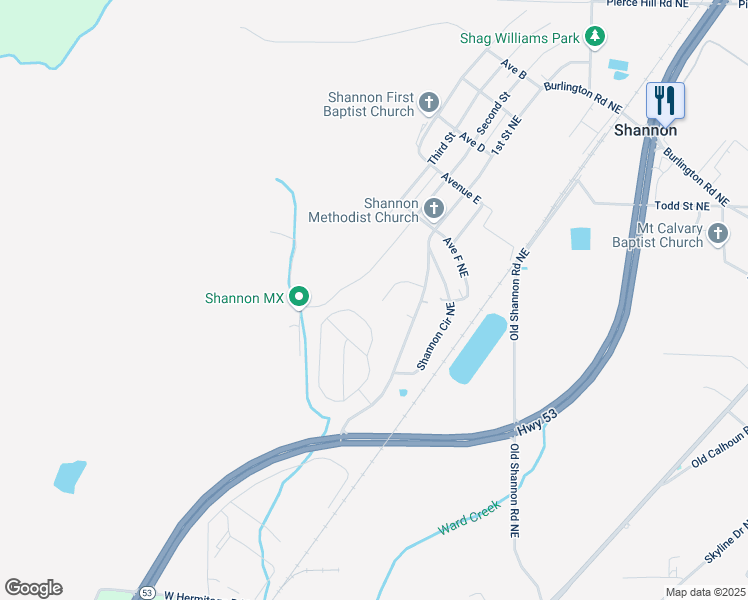 map of restaurants, bars, coffee shops, grocery stores, and more near 14 Brighton Trail Northeast in Rome