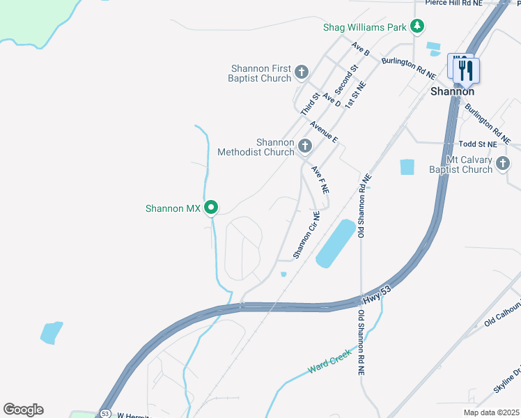 map of restaurants, bars, coffee shops, grocery stores, and more near 14 Brighton Trail Northeast in Rome