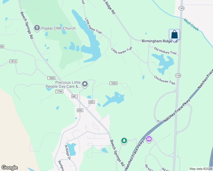 map of restaurants, bars, coffee shops, grocery stores, and more near 123 County Road 1820 in Saltillo