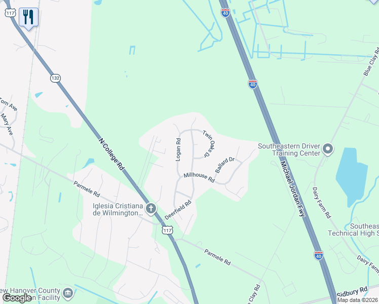 map of restaurants, bars, coffee shops, grocery stores, and more near 213 Deerfield Road in Castle Hayne