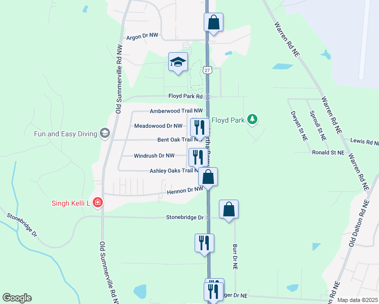 map of restaurants, bars, coffee shops, grocery stores, and more near 10 Sugarwood Drive in Rome
