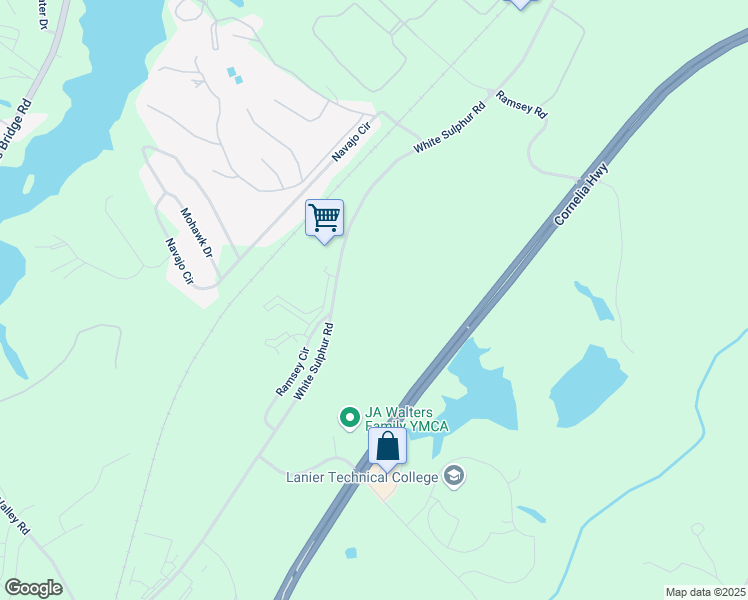map of restaurants, bars, coffee shops, grocery stores, and more near 2598 White Sulphur Rd in Gainesville