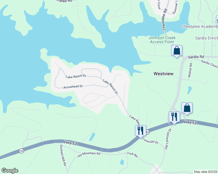 map of restaurants, bars, coffee shops, grocery stores, and more near 3085 Arrowhead Drive in Gainesville