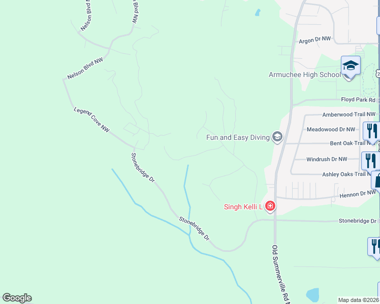 map of restaurants, bars, coffee shops, grocery stores, and more near 12 Nicklaus Drive Northwest in Rome