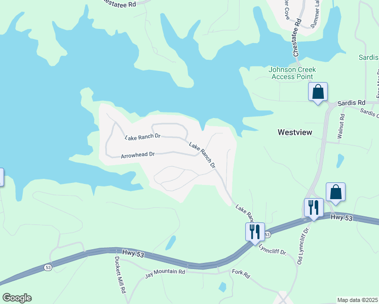 map of restaurants, bars, coffee shops, grocery stores, and more near 3106 Arrowhead Drive in Gainesville