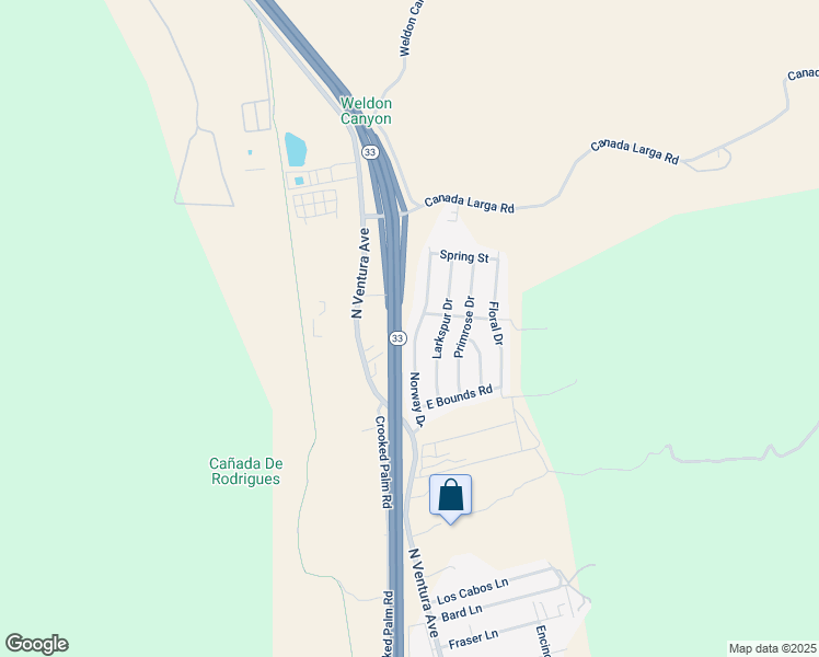 map of restaurants, bars, coffee shops, grocery stores, and more near 5161 Norway Drive in Ventura
