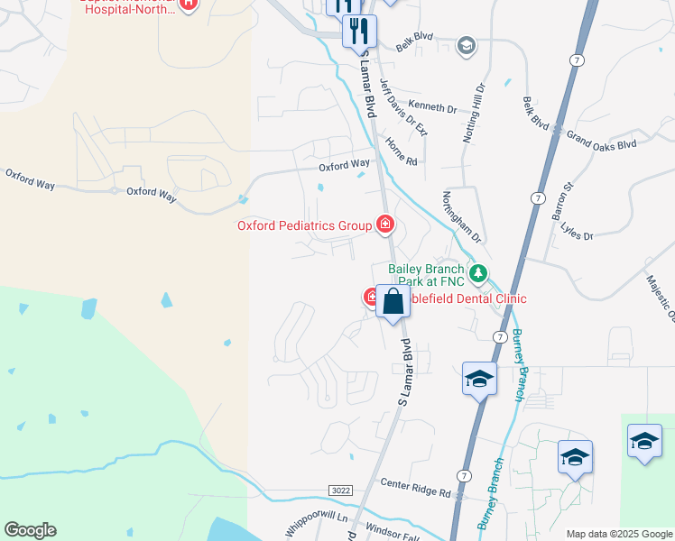 map of restaurants, bars, coffee shops, grocery stores, and more near 107 Farm View Drive in Oxford