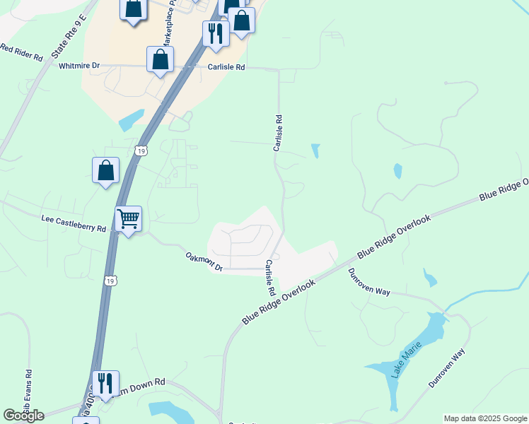 map of restaurants, bars, coffee shops, grocery stores, and more near 840 Carlisle Road in Dawsonville