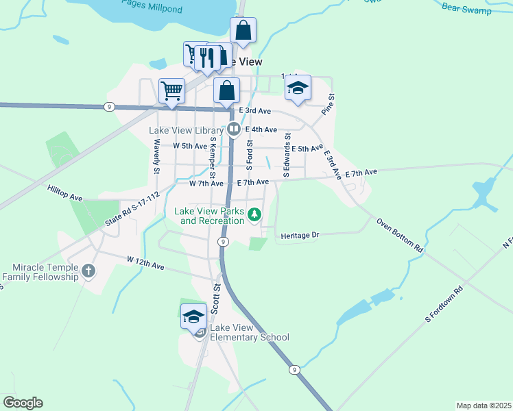 map of restaurants, bars, coffee shops, grocery stores, and more near 210 East 8th Avenue in Lake View