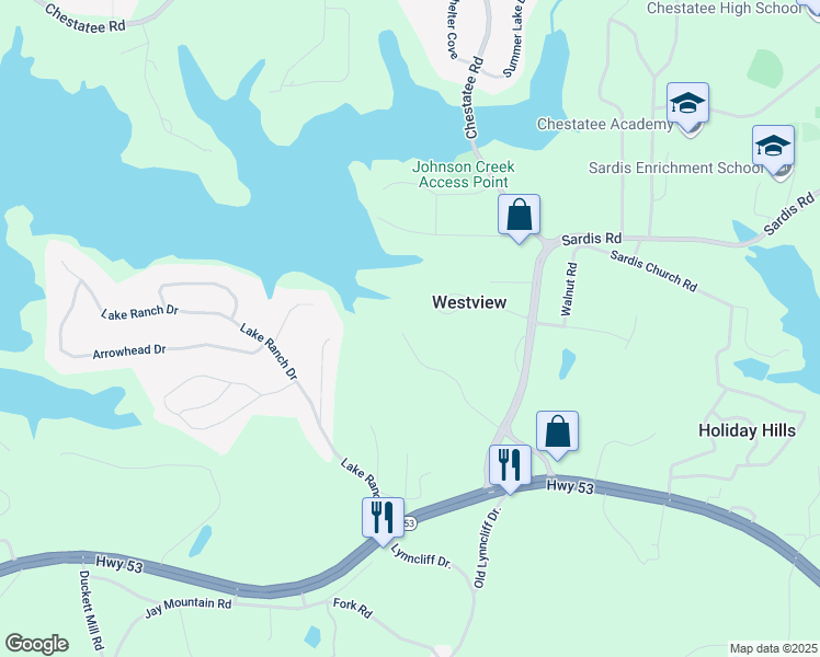 map of restaurants, bars, coffee shops, grocery stores, and more near 2676 Tammi Lane in Gainesville