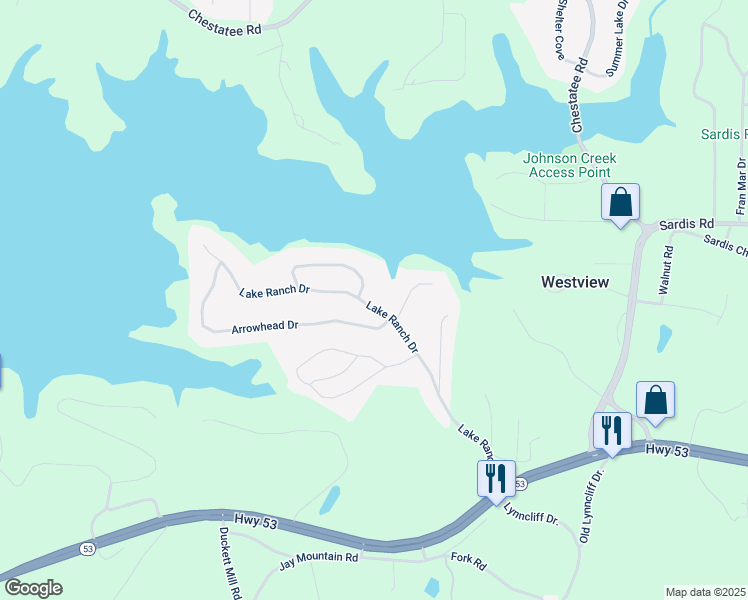 map of restaurants, bars, coffee shops, grocery stores, and more near 3112 Lake Ranch Drive in Gainesville