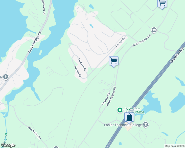 map of restaurants, bars, coffee shops, grocery stores, and more near 2905 Navajo Circle in Gainesville