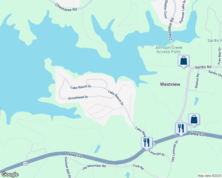map of restaurants, bars, coffee shops, grocery stores, and more near 3112 Lake Ranch Drive in Gainesville