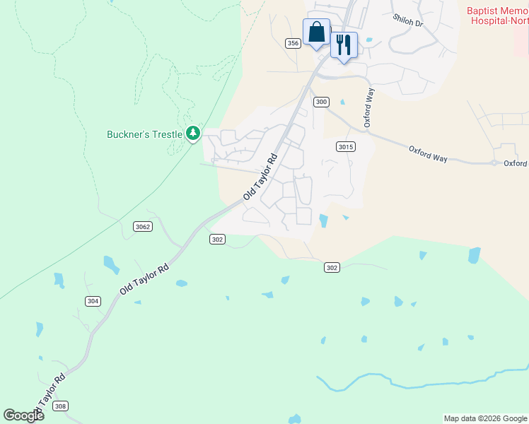 map of restaurants, bars, coffee shops, grocery stores, and more near 18 County Road 302 in Oxford