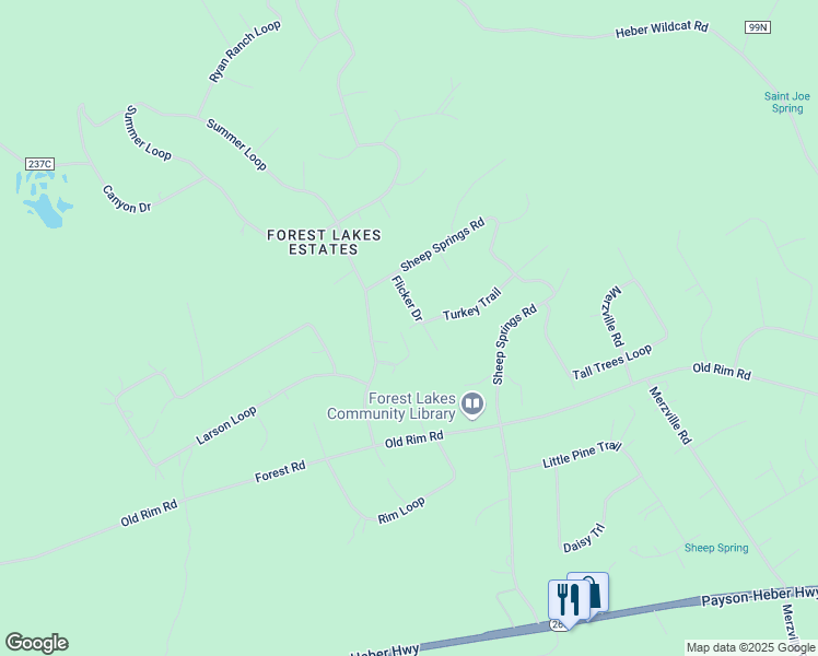 map of restaurants, bars, coffee shops, grocery stores, and more near 1940 Flicker Drive in Coconino County