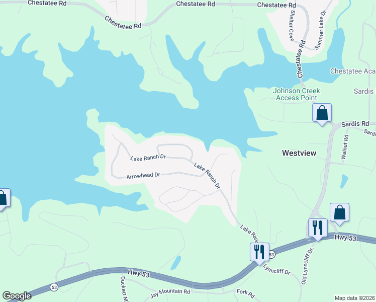 map of restaurants, bars, coffee shops, grocery stores, and more near 3123 Lake Ranch Circle in Gainesville