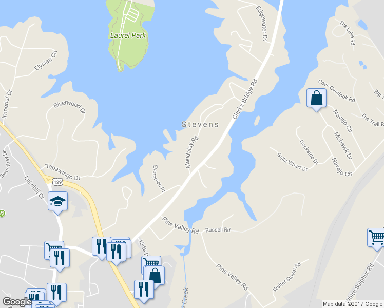 map of restaurants, bars, coffee shops, grocery stores, and more near 100 Mandalay Road in Gainesville