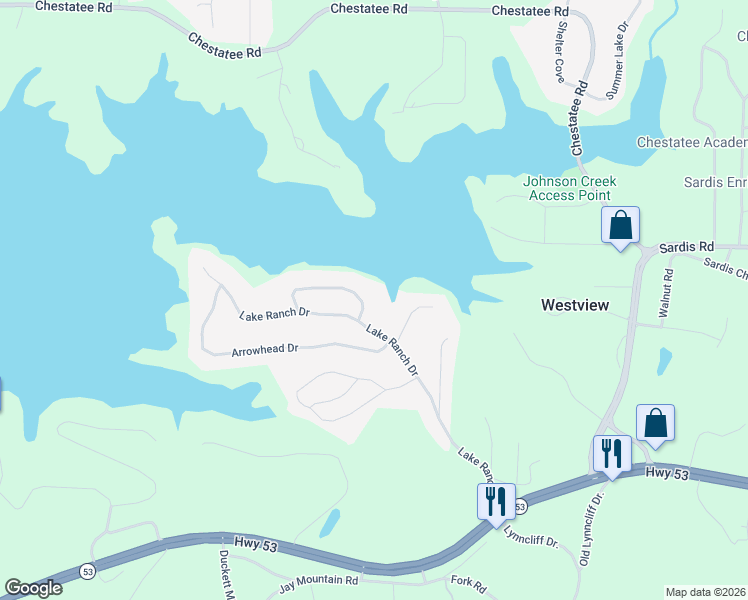 map of restaurants, bars, coffee shops, grocery stores, and more near 3123 Lake Ranch Circle in Gainesville
