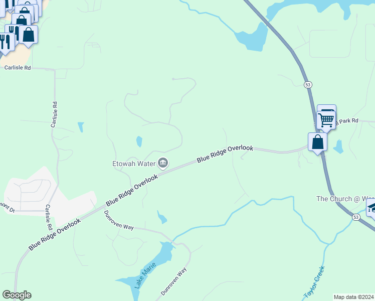 map of restaurants, bars, coffee shops, grocery stores, and more near 372 Summit Overlook Drive in Dawsonville