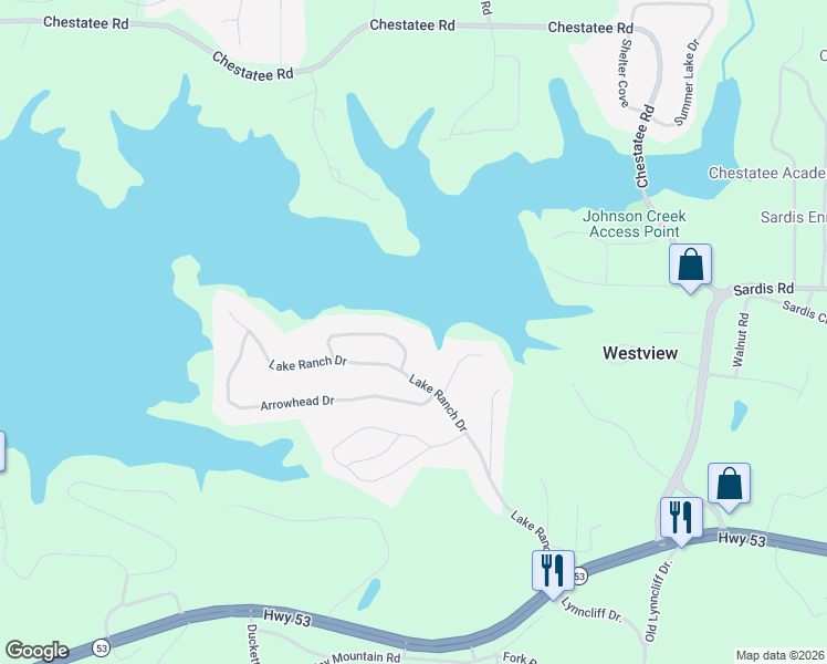 map of restaurants, bars, coffee shops, grocery stores, and more near 3123 Lake Ranch Circle in Gainesville
