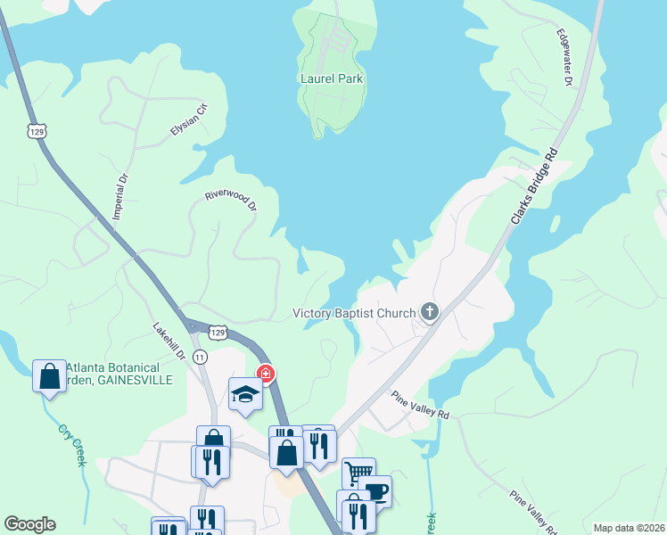 map of restaurants, bars, coffee shops, grocery stores, and more near 1979 Tapawingo Drive in Gainesville