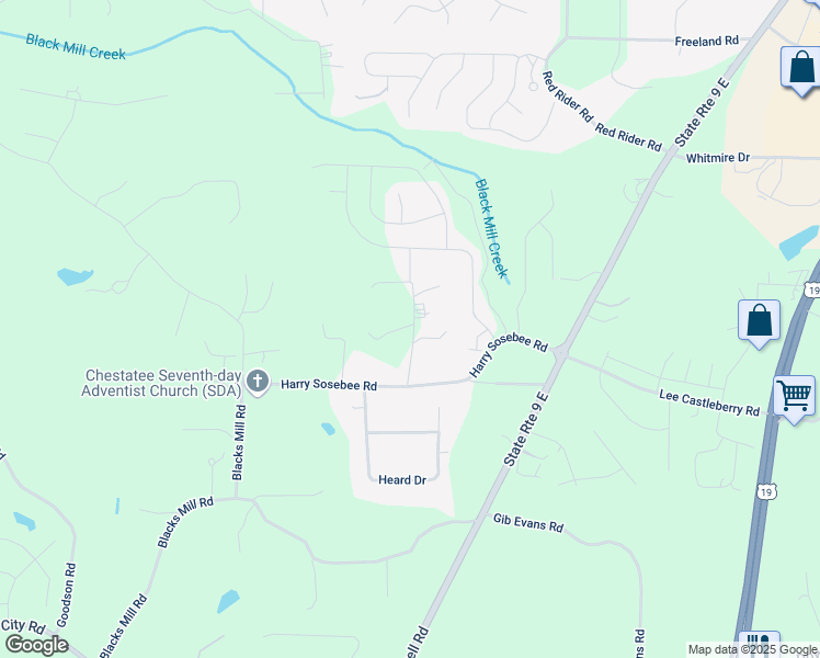 map of restaurants, bars, coffee shops, grocery stores, and more near 149 Pine Needle Drive in Dawsonville