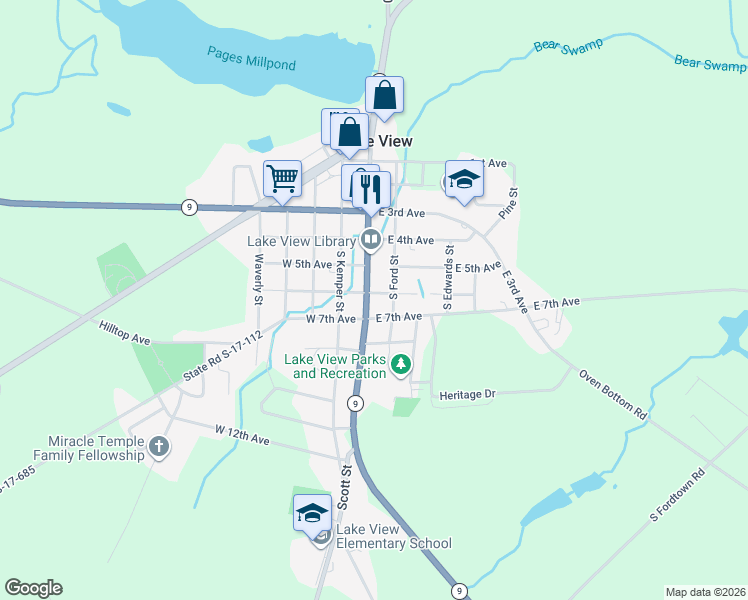 map of restaurants, bars, coffee shops, grocery stores, and more near 309 East 7th Avenue in Lake View