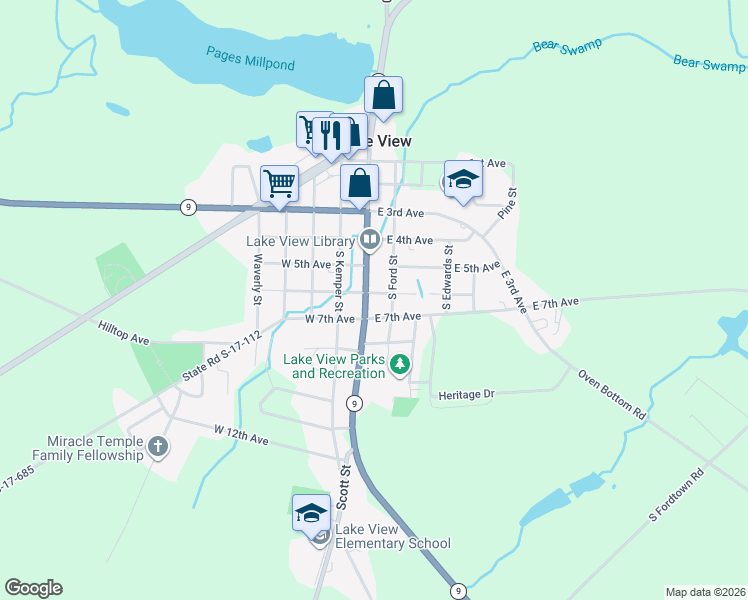 map of restaurants, bars, coffee shops, grocery stores, and more near 309 East 7th Avenue in Lake View