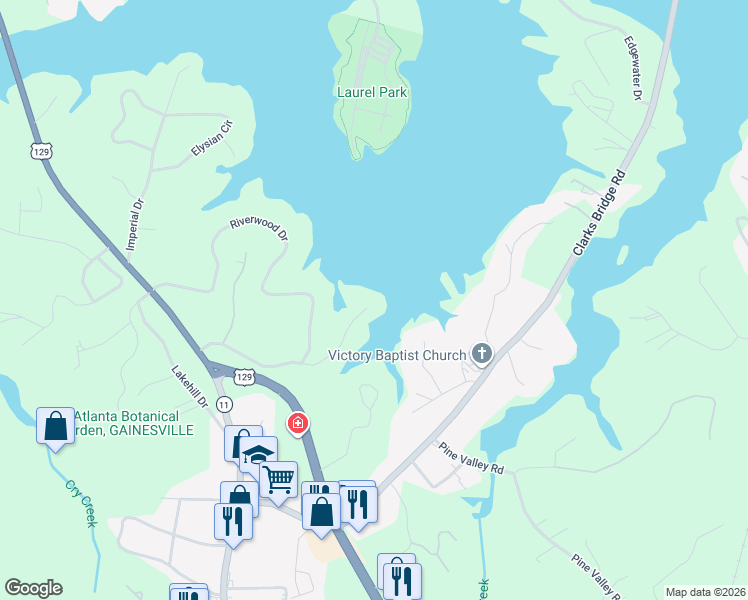 map of restaurants, bars, coffee shops, grocery stores, and more near 1979 Tapawingo Drive in Gainesville