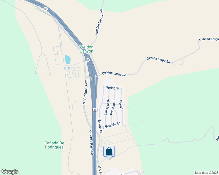 map of restaurants, bars, coffee shops, grocery stores, and more near 10712 Larkspur Drive in Ventura